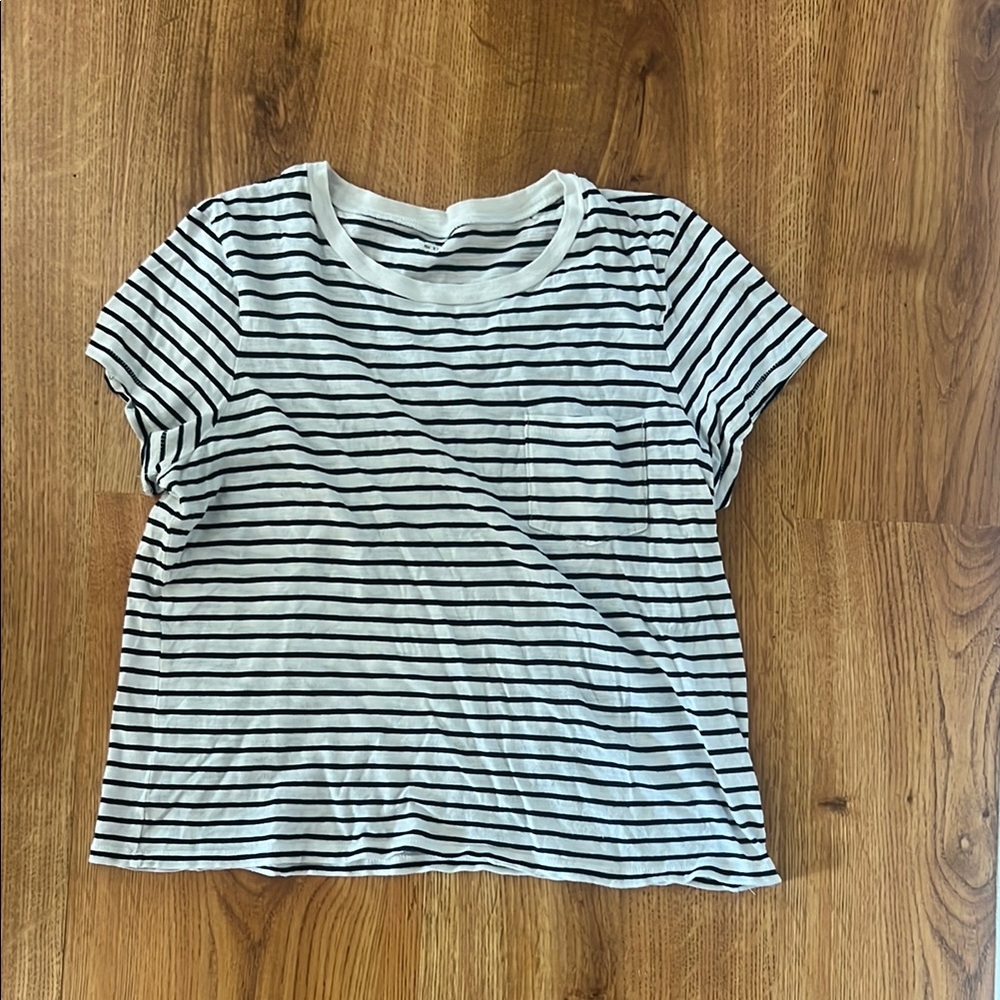 Madewell Black and White Striped Short Sleeve Tee